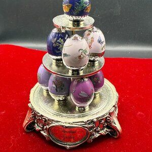 Faberge mini eggs in glass dome